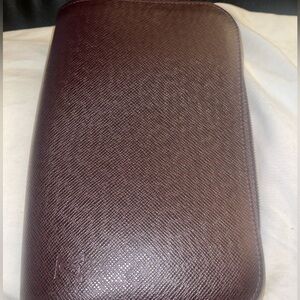 Vintage Louis Vuitton Vintage Taiga Baikal Burgundy Leather Wristlet Business